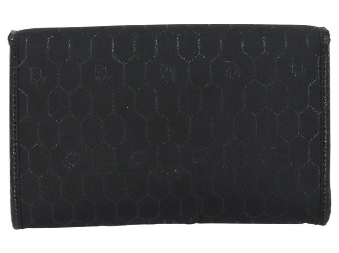 Borsa a tracolla con catena Christian Dior Honeycomb Canvas Black Gold Auth ep12064 Nero D'oro - vista 3