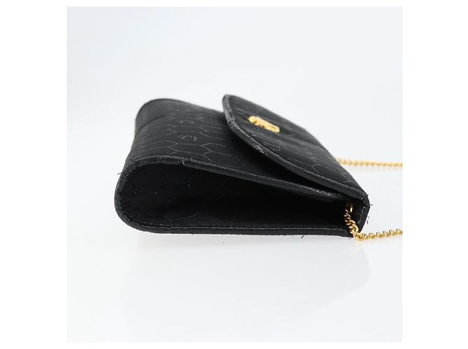 Borsa a tracolla con catena Christian Dior Honeycomb Canvas Black Gold Auth ep12064 Nero D'oro - vista 4