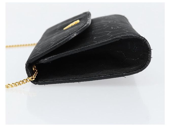 Borsa a tracolla con catena Christian Dior Honeycomb Canvas Black Gold Auth ep12064 Nero D'oro - vista 5