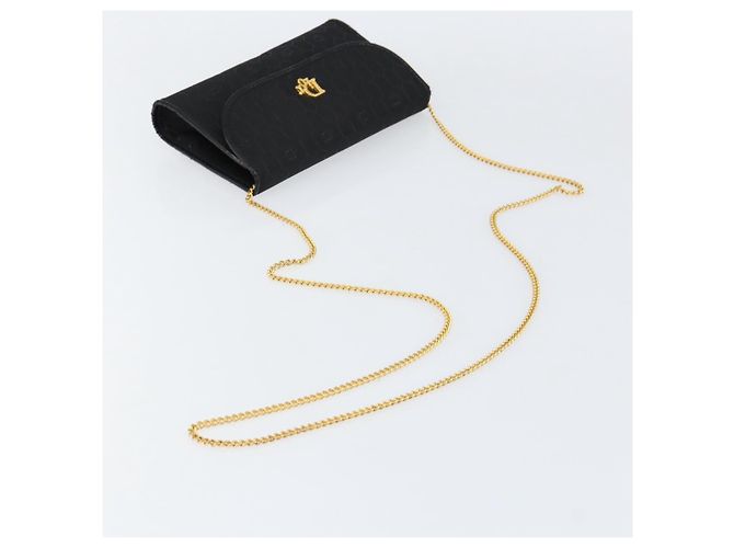 Borsa a tracolla con catena Christian Dior Honeycomb Canvas Black Gold Auth ep12064 Nero D'oro - vista 7