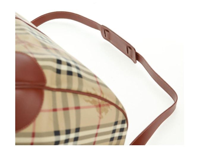 Borsa Boston BURBERRY Nova Check in PVC e pelle 2way Beige Oro Auth 168710V D'oro - vista 10