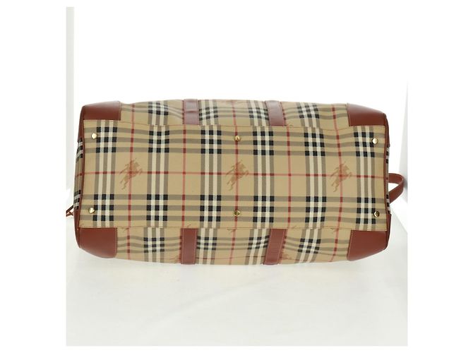 Borsa Boston BURBERRY Nova Check in PVC e pelle 2way Beige Oro Auth 168710V D'oro - vista 11