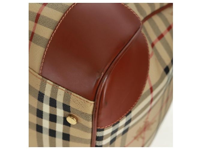 Borsa Boston BURBERRY Nova Check in PVC e pelle 2way Beige Oro Auth 168710V D'oro - vista 13