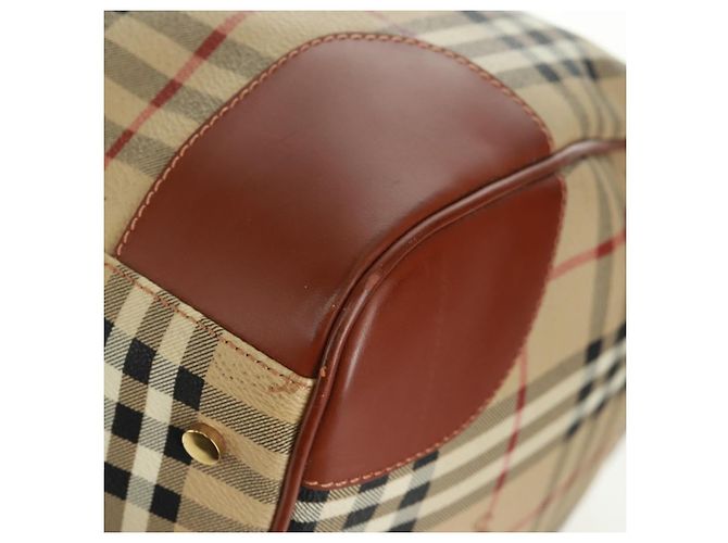 Borsa Boston BURBERRY Nova Check in PVC e pelle 2way Beige Oro Auth 168710V D'oro - vista 15
