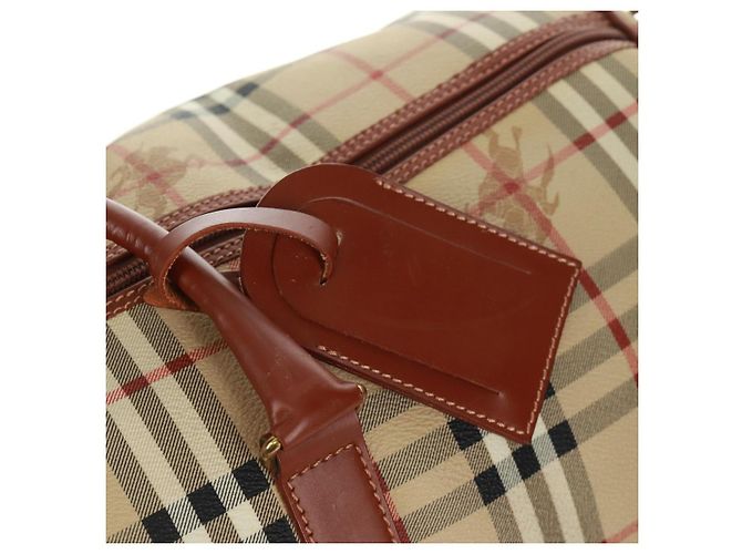 Borsa Boston BURBERRY Nova Check in PVC e pelle 2way Beige Oro Auth 168710V D'oro - vista 18