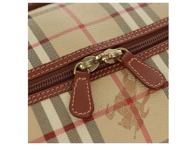 Borsa Boston BURBERRY Nova Check in PVC e pelle 2way Beige Oro Auth 168710V D'oro - vista 19