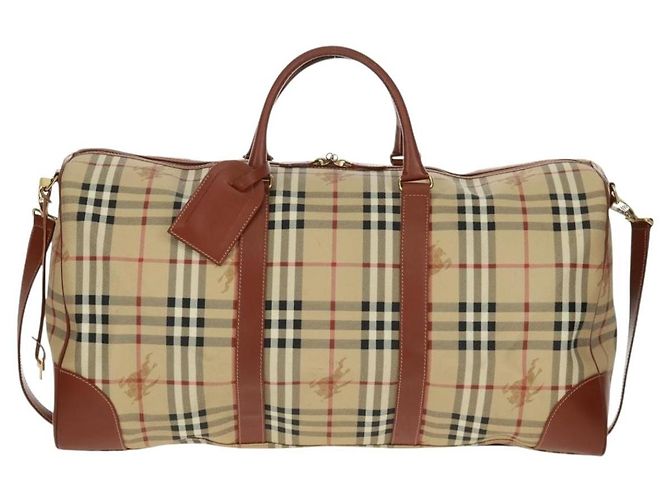 Borsa Boston BURBERRY Nova Check in PVC e pelle 2way Beige Oro Auth 168710V D'oro - vista 2