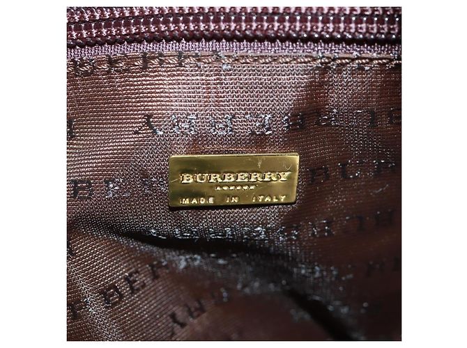 Borsa Boston BURBERRY Nova Check in PVC e pelle 2way Beige Oro Auth 168710V D'oro - vista 20