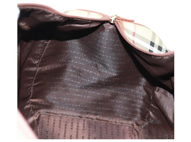 Borsa Boston BURBERRY Nova Check in PVC e pelle 2way Beige Oro Auth 168710V D'oro - vista 22