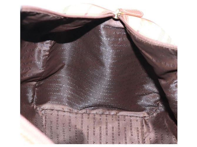 Borsa Boston BURBERRY Nova Check in PVC e pelle 2way Beige Oro Auth 168710V D'oro - vista 23
