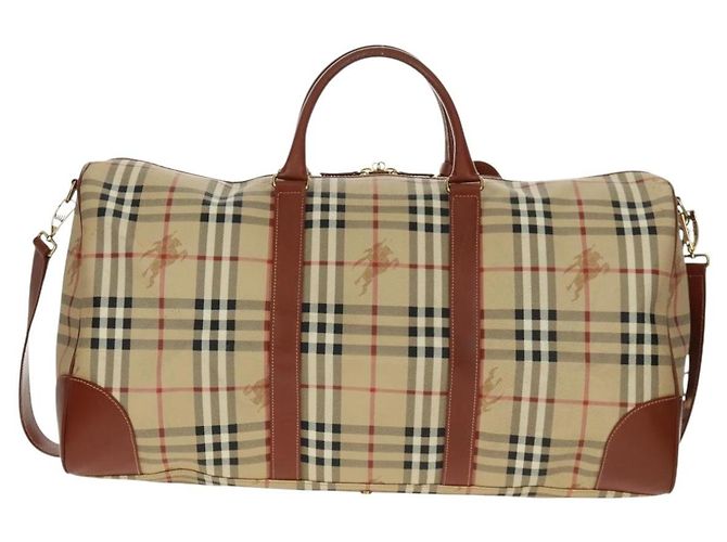 Borsa Boston BURBERRY Nova Check in PVC e pelle 2way Beige Oro Auth 168710V D'oro - vista 3