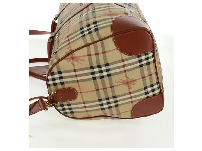 Borsa Boston BURBERRY Nova Check in PVC e pelle 2way Beige Oro Auth 168710V D'oro - vista 4