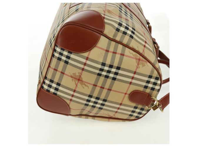 Borsa Boston BURBERRY Nova Check in PVC e pelle 2way Beige Oro Auth 168710V D'oro - vista 5