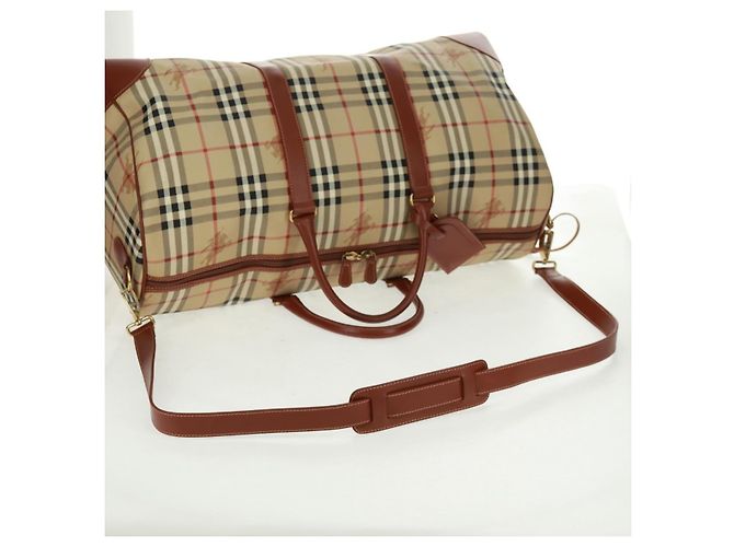 Borsa Boston BURBERRY Nova Check in PVC e pelle 2way Beige Oro Auth 168710V D'oro - vista 8