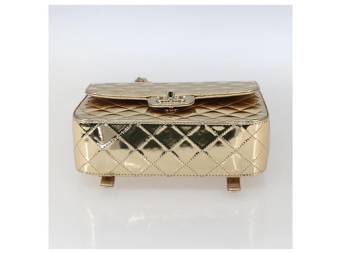 CHANEL Matelasse Rucksack Lackleder Gold CC Auth 169659SM Golden - Ansicht 11