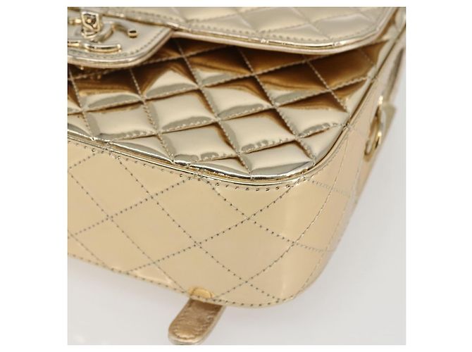 CHANEL Matelasse Rucksack Lackleder Gold CC Auth 169659SM Golden - Ansicht 12