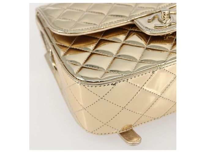 CHANEL Matelasse Rucksack Lackleder Gold CC Auth 169659SM Golden - Ansicht 13