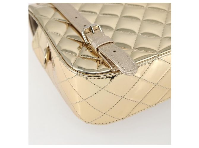 CHANEL Matelasse Rucksack Lackleder Gold CC Auth 169659SM Golden - Ansicht 15
