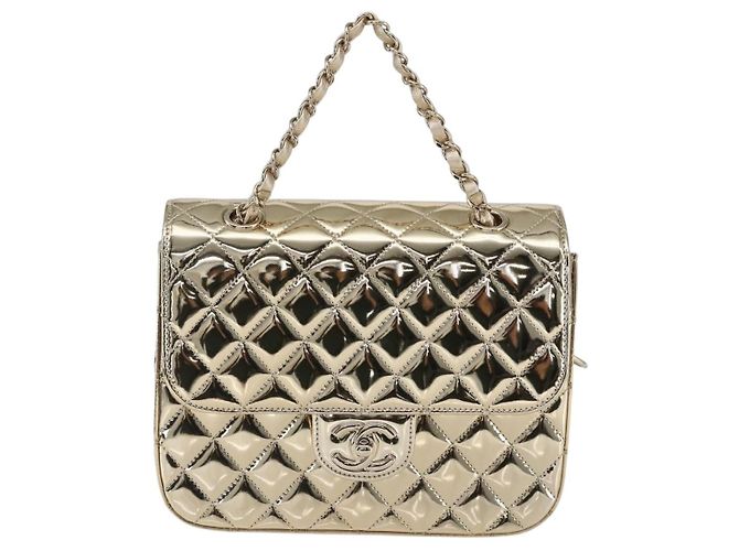 CHANEL Matelasse Rucksack Lackleder Gold CC Auth 169659SM Golden - Ansicht 2