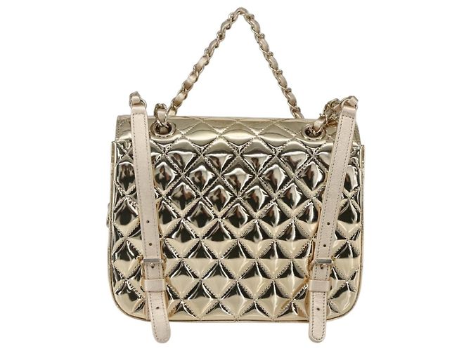 CHANEL Matelasse Rucksack Lackleder Gold CC Auth 169659SM Golden - Ansicht 3