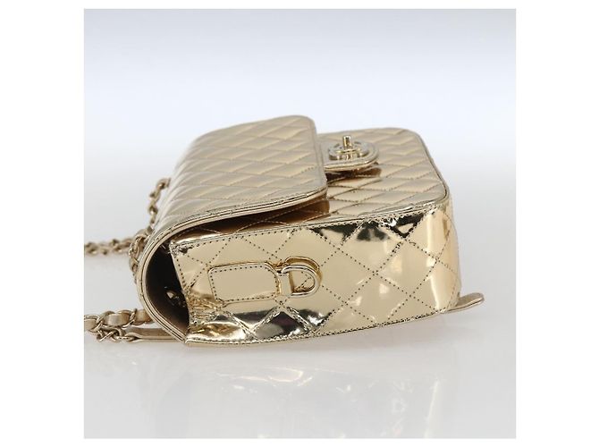 CHANEL Matelasse Rucksack Lackleder Gold CC Auth 169659SM Golden - Ansicht 4