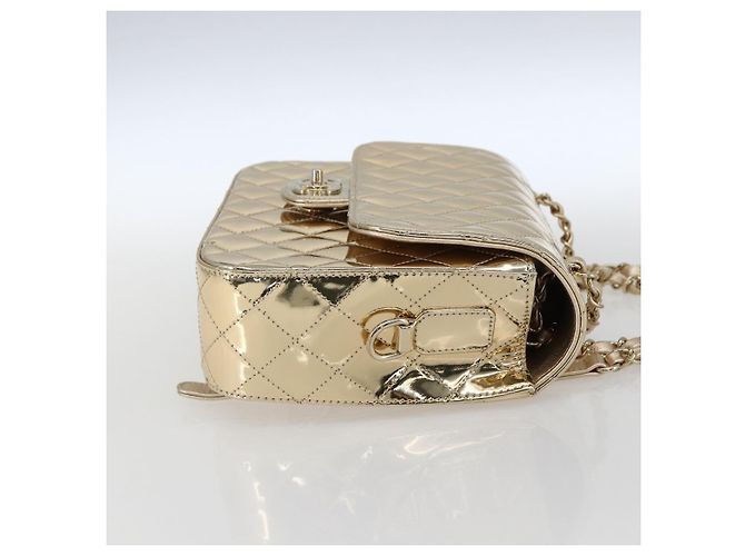 CHANEL Matelasse Rucksack Lackleder Gold CC Auth 169659SM Golden - Ansicht 5