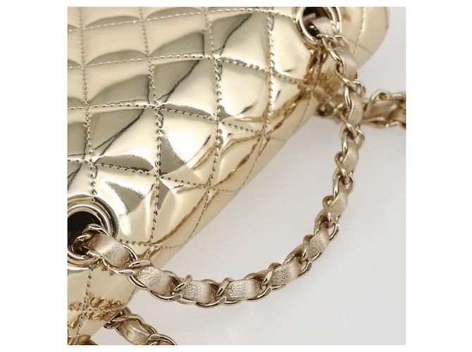 CHANEL Matelasse Rucksack Lackleder Gold CC Auth 169659SM Golden - Ansicht 7