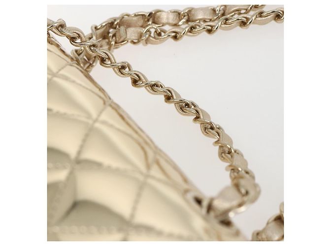 CHANEL Matelasse Rucksack Lackleder Gold CC Auth 169659SM Golden - Ansicht 8