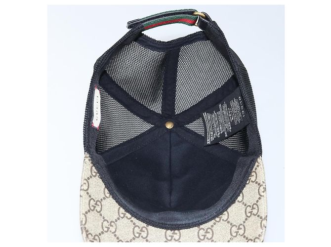 Cappellino GUCCI GG Supreme Web Sherry Line Cap PVC L Beige Red Green 426887 Auth 171533 - vista 10