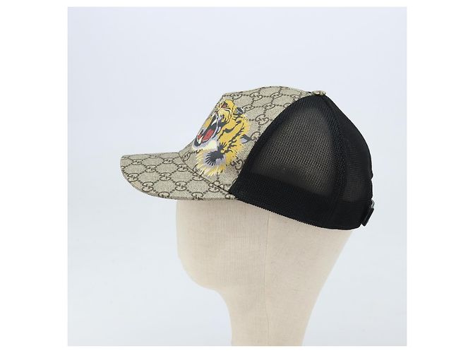 Cappellino GUCCI GG Supreme Web Sherry Line Cap PVC L Beige Red Green 426887 Auth 171533 - vista 4