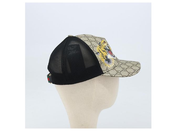 Cappellino GUCCI GG Supreme Web Sherry Line Cap PVC L Beige Red Green 426887 Auth 171533 - vista 5