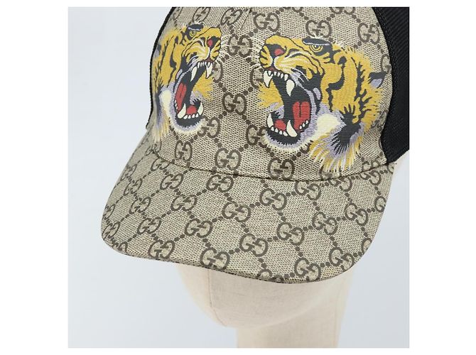 Cappellino GUCCI GG Supreme Web Sherry Line Cap PVC L Beige Red Green 426887 Auth 171533 - vista 8