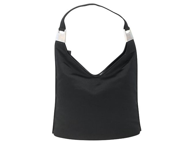 Borsa a Spalla GUCCI Nylon Nero Argento 001 2113 3010 Auth BSZ644 - vista 2