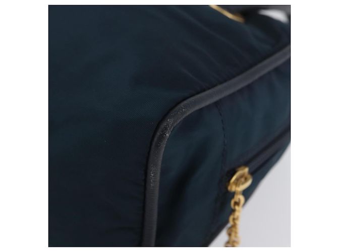 Céline Borsa a mano CELINE Circle Nylon Navy Gold Auth BSZ650 D'oro Blu navy - vista 11