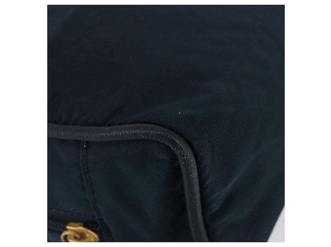 Céline Borsa a mano CELINE Circle Nylon Navy Gold Auth BSZ650 D'oro Blu navy - vista 12