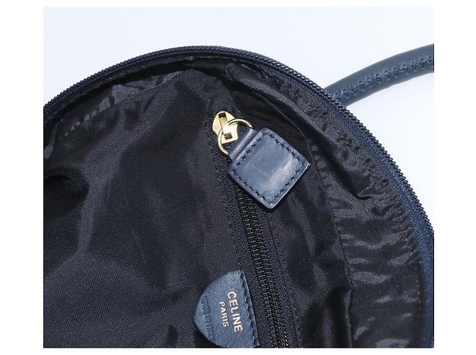 Céline Borsa a mano CELINE Circle Nylon Navy Gold Auth BSZ650 D'oro Blu navy - vista 20