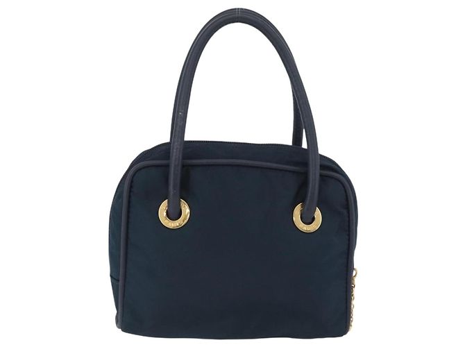 Céline Borsa a mano CELINE Circle Nylon Navy Gold Auth BSZ650 D'oro Blu navy - vista 3