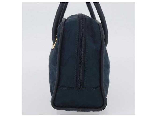 Céline Borsa a mano CELINE Circle Nylon Navy Gold Auth BSZ650 D'oro Blu navy - vista 4