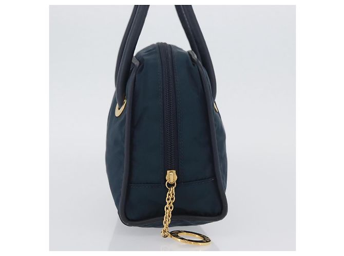 Céline Borsa a mano CELINE Circle Nylon Navy Gold Auth BSZ650 D'oro Blu navy - vista 5