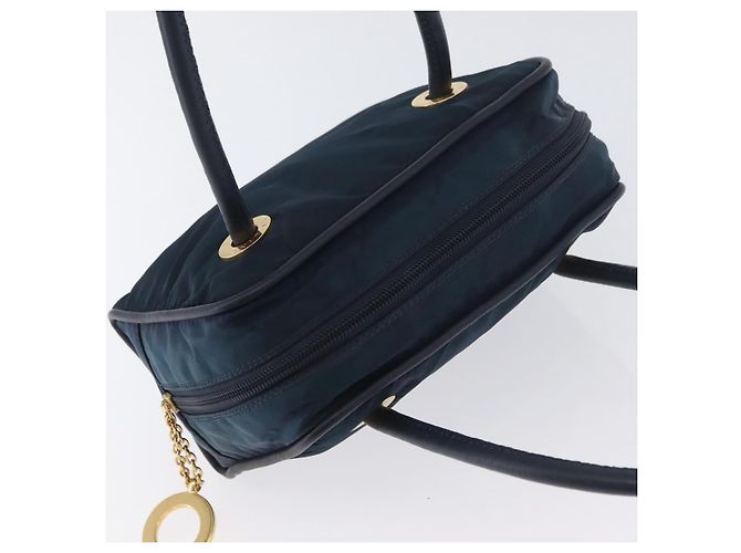 Céline Borsa a mano CELINE Circle Nylon Navy Gold Auth BSZ650 D'oro Blu navy - vista 6