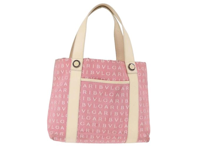 Bulgari Borsa BVLGARI Logo Mania in tela Rosa Argento Auth BSZ642 - vista 2