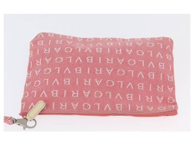 Bulgari Borsa BVLGARI Logo Mania in tela Rosa Argento Auth BSZ642 - vista 23