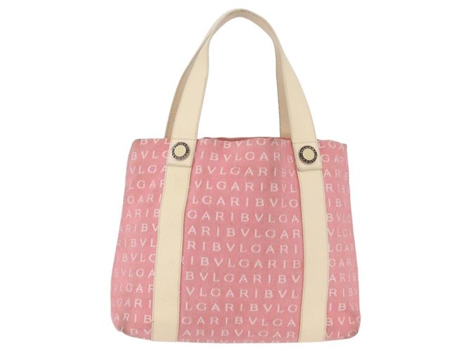 Bulgari Borsa BVLGARI Logo Mania in tela Rosa Argento Auth BSZ642 - vista 3