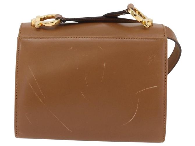 Borsa a Spalla Salvatore Ferragamo Gancini in Pelle Beige Oro Auth BSZ647 - vista 3