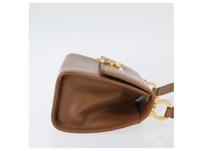 Borsa a Spalla Salvatore Ferragamo Gancini in Pelle Beige Oro Auth BSZ647 - vista 5
