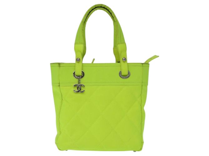 CHANEL Paris Biarritz Tote PM Tragetasche Canvas Grün Neon Grün CC Authentisch BSZ633 - Ansicht 2