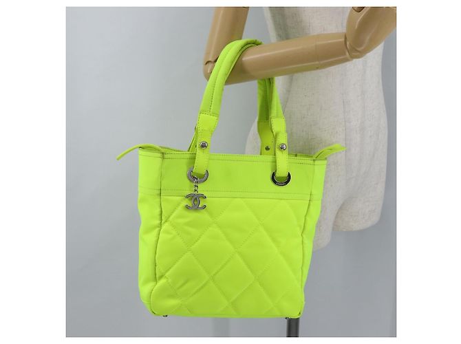 CHANEL Paris Biarritz Tote PM Tragetasche Canvas Grün Neon Grün CC Authentisch BSZ633 - Ansicht 24