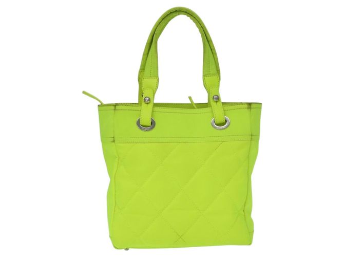 CHANEL Paris Biarritz Tote PM Tragetasche Canvas Grün Neon Grün CC Authentisch BSZ633 - Ansicht 3