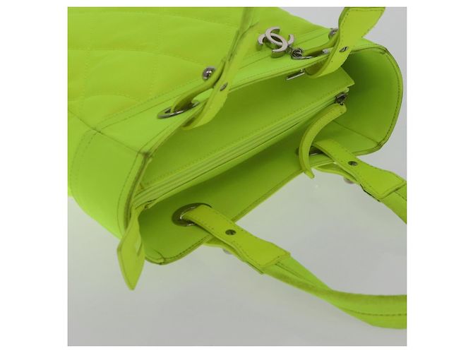 CHANEL Paris Biarritz Tote PM Tragetasche Canvas Grün Neon Grün CC Authentisch BSZ633 - Ansicht 6