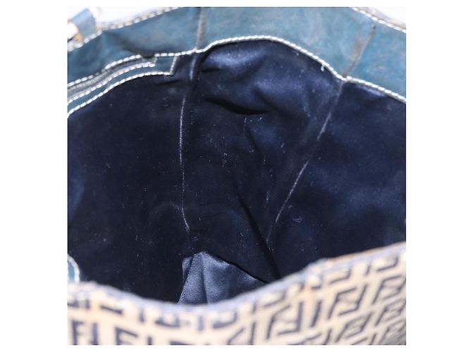Borsa a mano FENDI Zucchino Canvas Navy Silver Auth BSZ657 Argento Blu navy - vista 17